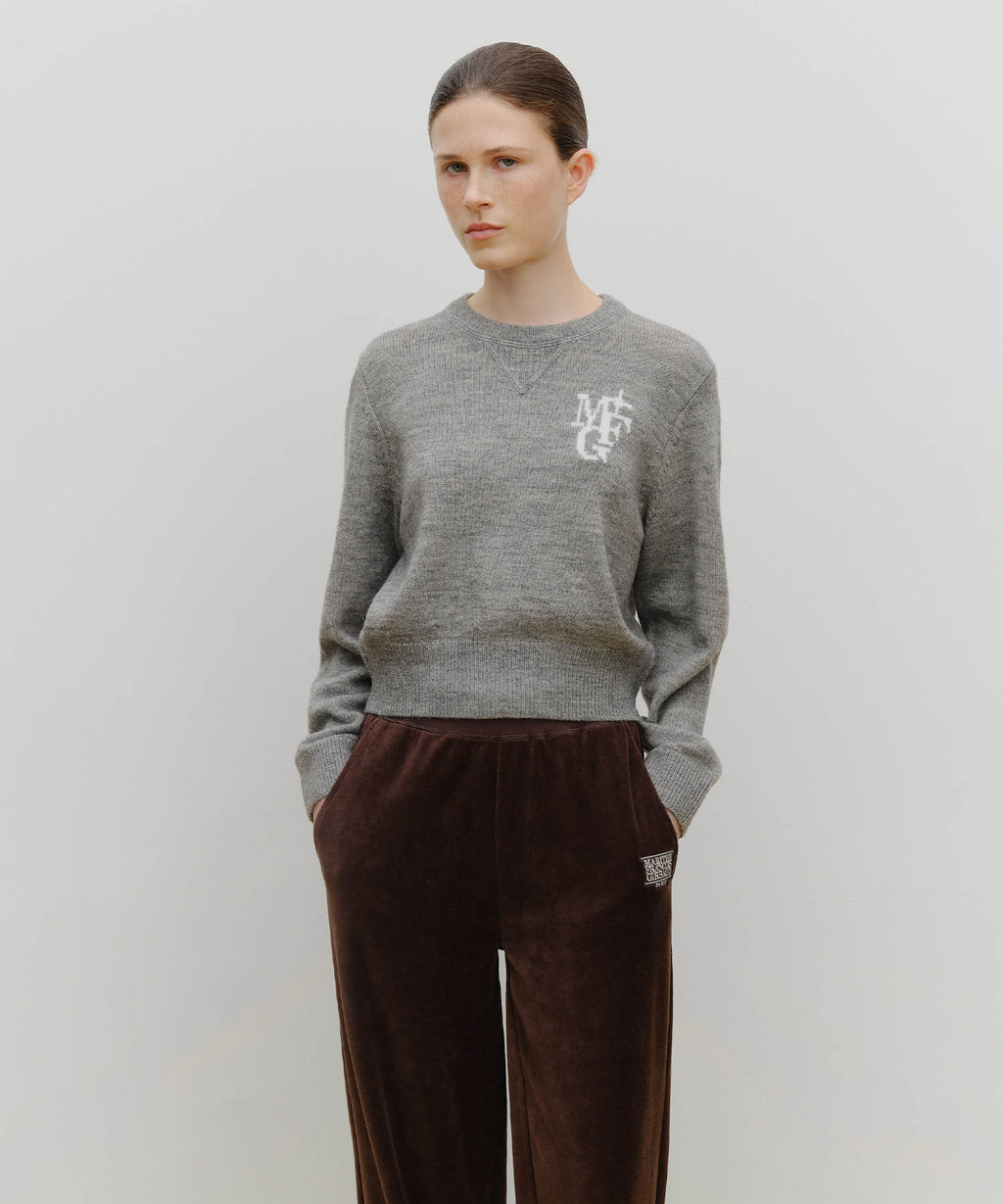 Marithe & Francois Girbaud - Marithe Sport W M+fg Logo Crop Pullover (Melange Gray) product image 1 | TRAB K-Fashion Australia