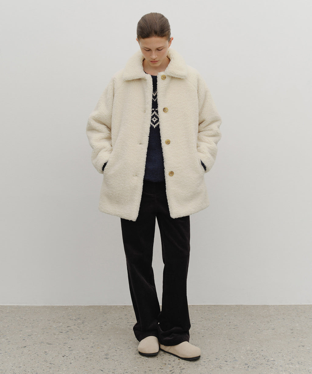 Marithe & Francois Girbaud - Mid Shearling Fur Coat (Ivory) product image 3 | TRAB K-Fashion Australia
