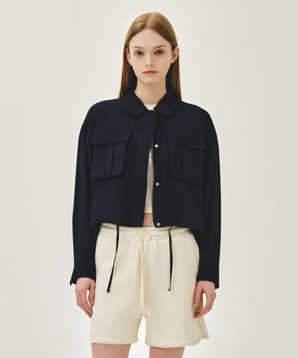 Marithe & Francois Girbaud - Crop Sheer Jacket (Navy) product image 1 | TRAB K-Fashion Australia