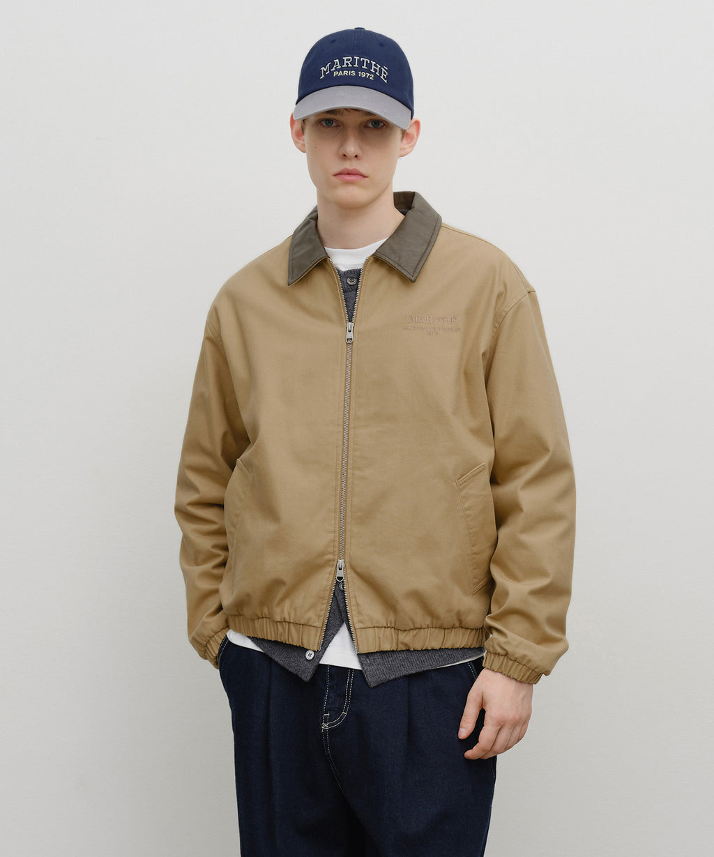 Marithe & Francois Girbaud - Graphic Embroidery Cotton Bomber Jacket (Beige) product image 1 | TRAB K-Fashion Australia