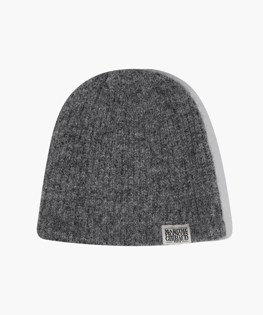 Marithe & Francois Girbaud - Classic Logo Hairy Beanie (Charcoal) product image 1 | TRAB K-Fashion Australia