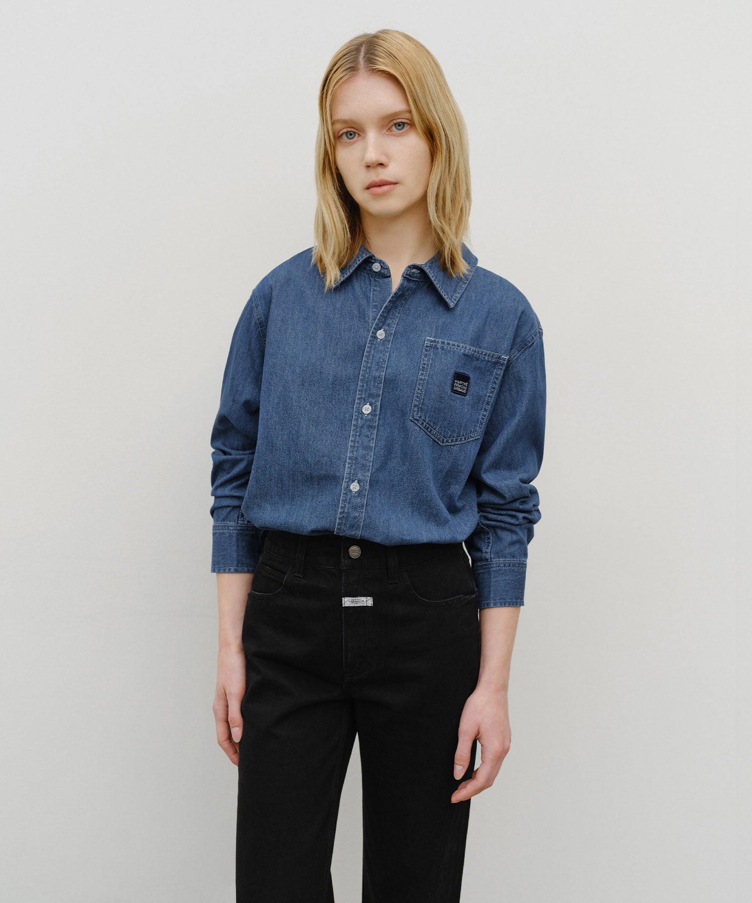 Marithe & Francois Girbaud - Logo Denim Shirt (Blue) product image 1 | TRAB K-Fashion Australia