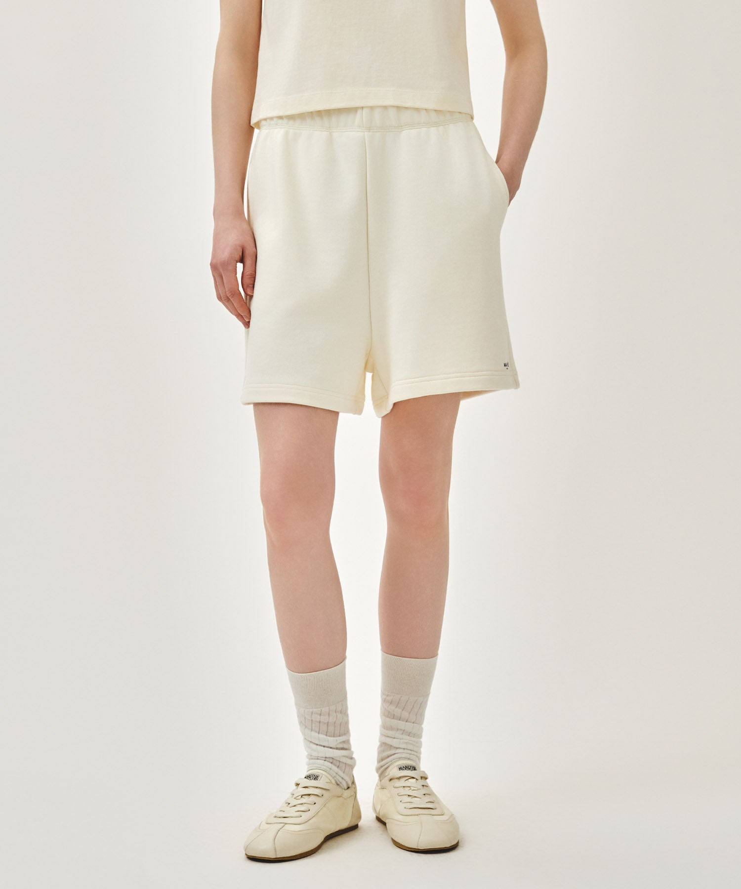 Marithe & Francois Girbaud - Regular Logo Sweat Shorts (Ivory) product image 1 | TRAB K-Fashion Australia