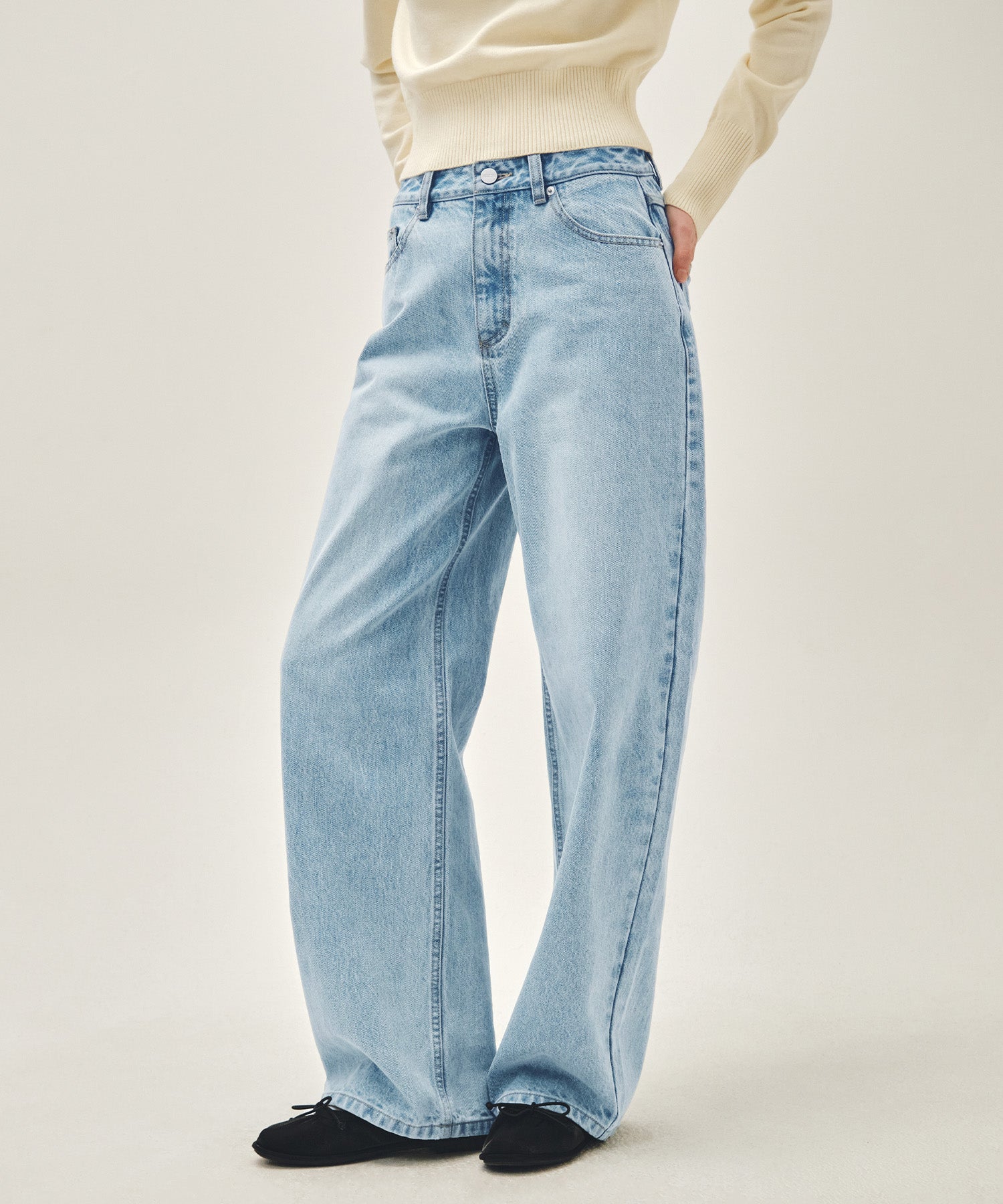 Marithe & Francois Girbaud - Curved Denim Pants (Light Blue) product image 3 | TRAB K-Fashion Australia