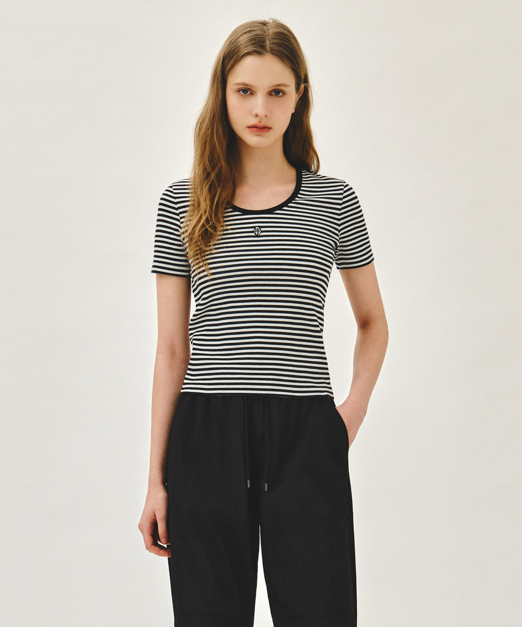 Marithe & Francois Girbaud - Deep Neck Ringer Tee (Black) product image 1 | TRAB K-Fashion Australia