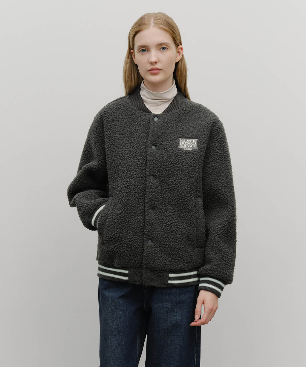 Marithe & Francois Girbaud - Fleece Varsity Jacket (Charcoal) product image 1 | TRAB K-Fashion Australia