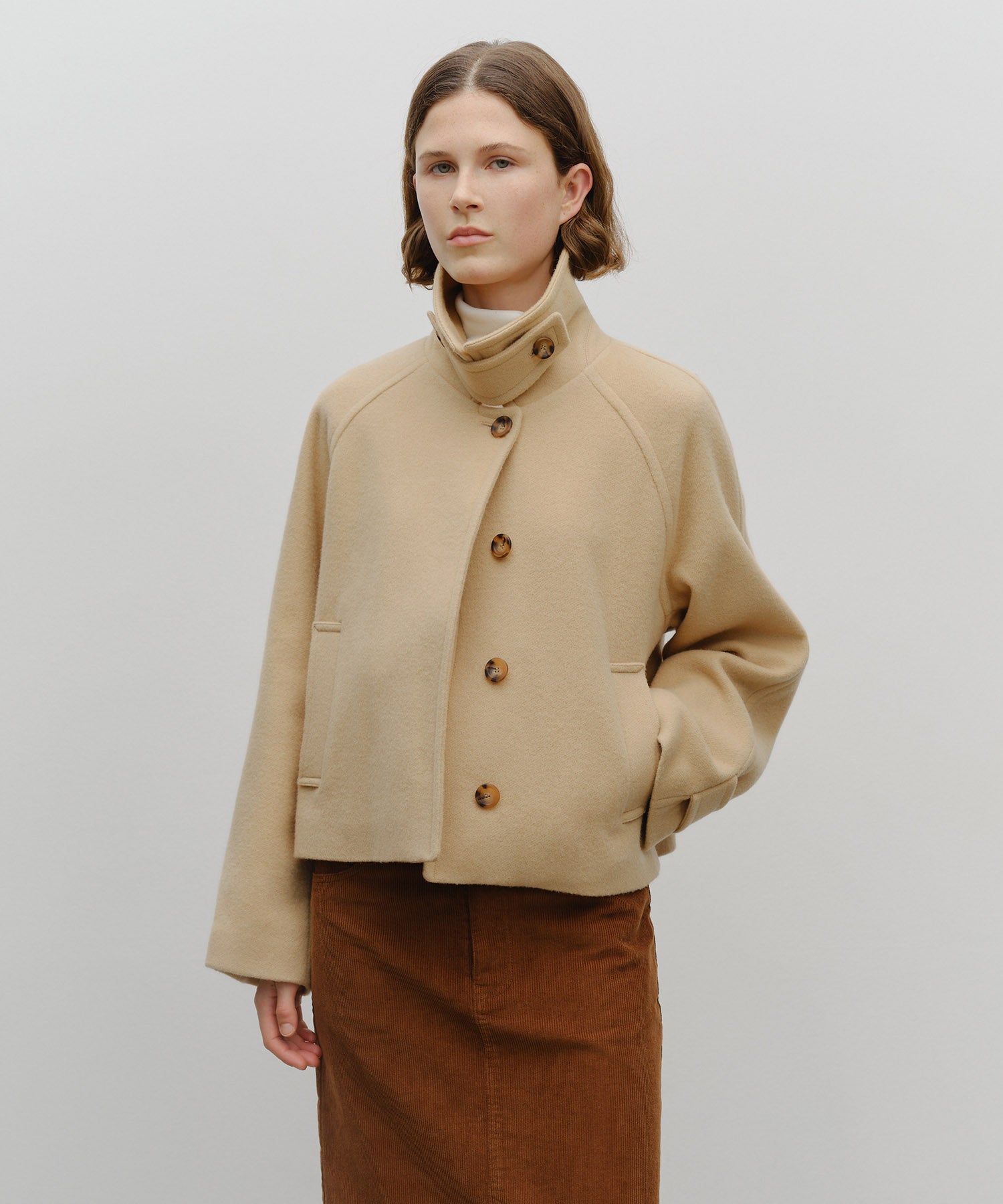 Marithe & Francois Girbaud - Oversized Crop Coat (Beige) product image 1 | TRAB K-Fashion Australia