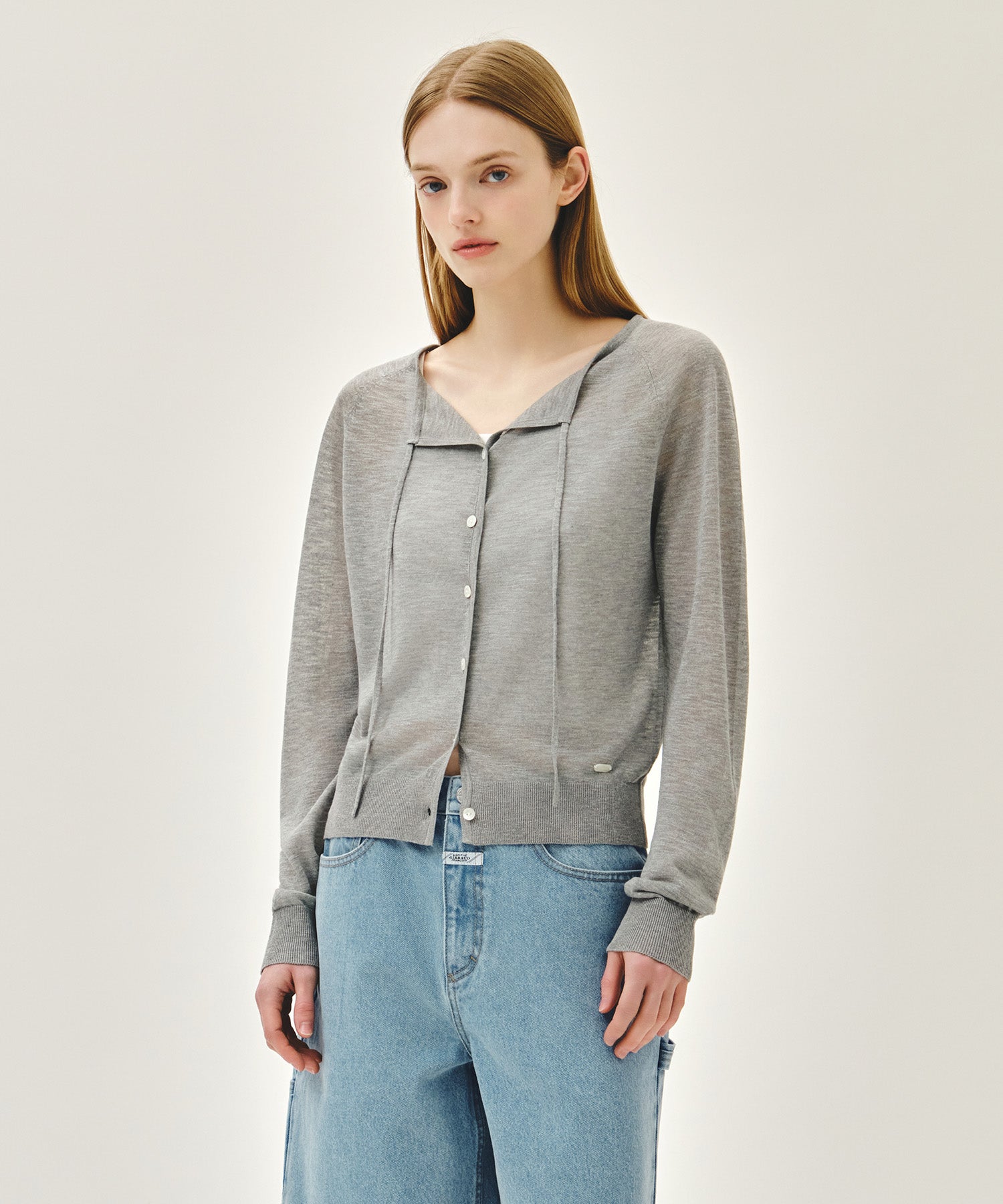 Marithe & Francois Girbaud - Sheer Knit Cardigan (Melange Gray) product image 4 | TRAB K-Fashion Australia