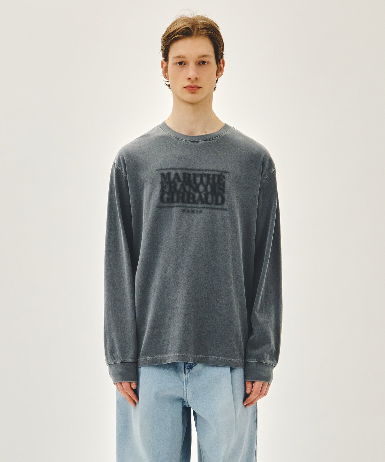 Marithe & Francois Girbaud - Shadow Classic Logo Dyeing Long Sleeve Tee (Charcoal) product image 1 | TRAB K-Fashion Australia