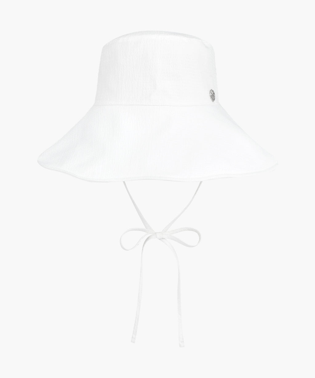 Marithe & Francois Girbaud - Strap Seersucker Wide Bucket Hat (Ivory) product image 1 | TRAB K-Fashion Australia