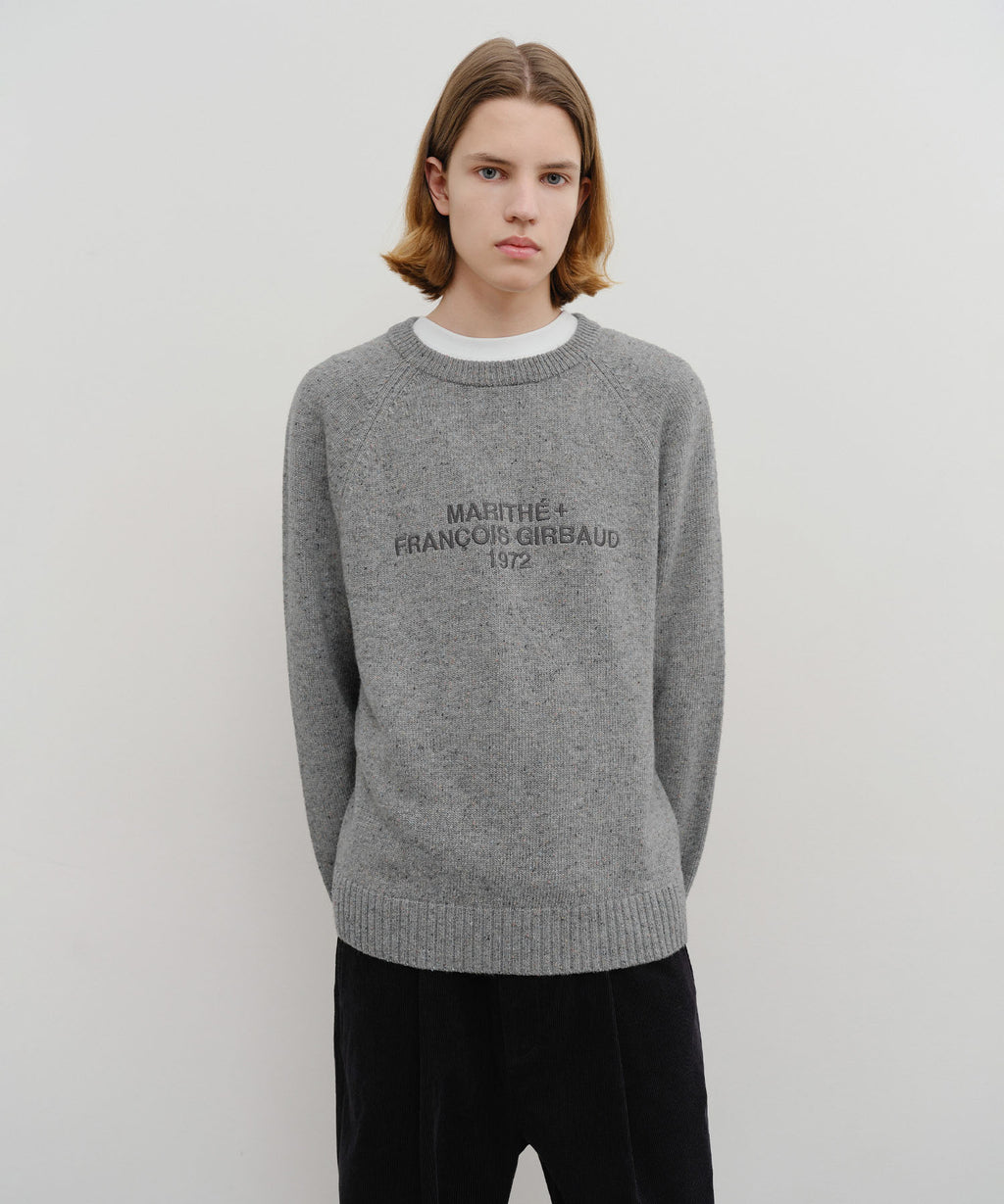 Marithe & Francois Girbaud - Lettering Logo Knit Pullover (Heather Gray) product image 1 | TRAB K-Fashion Australia