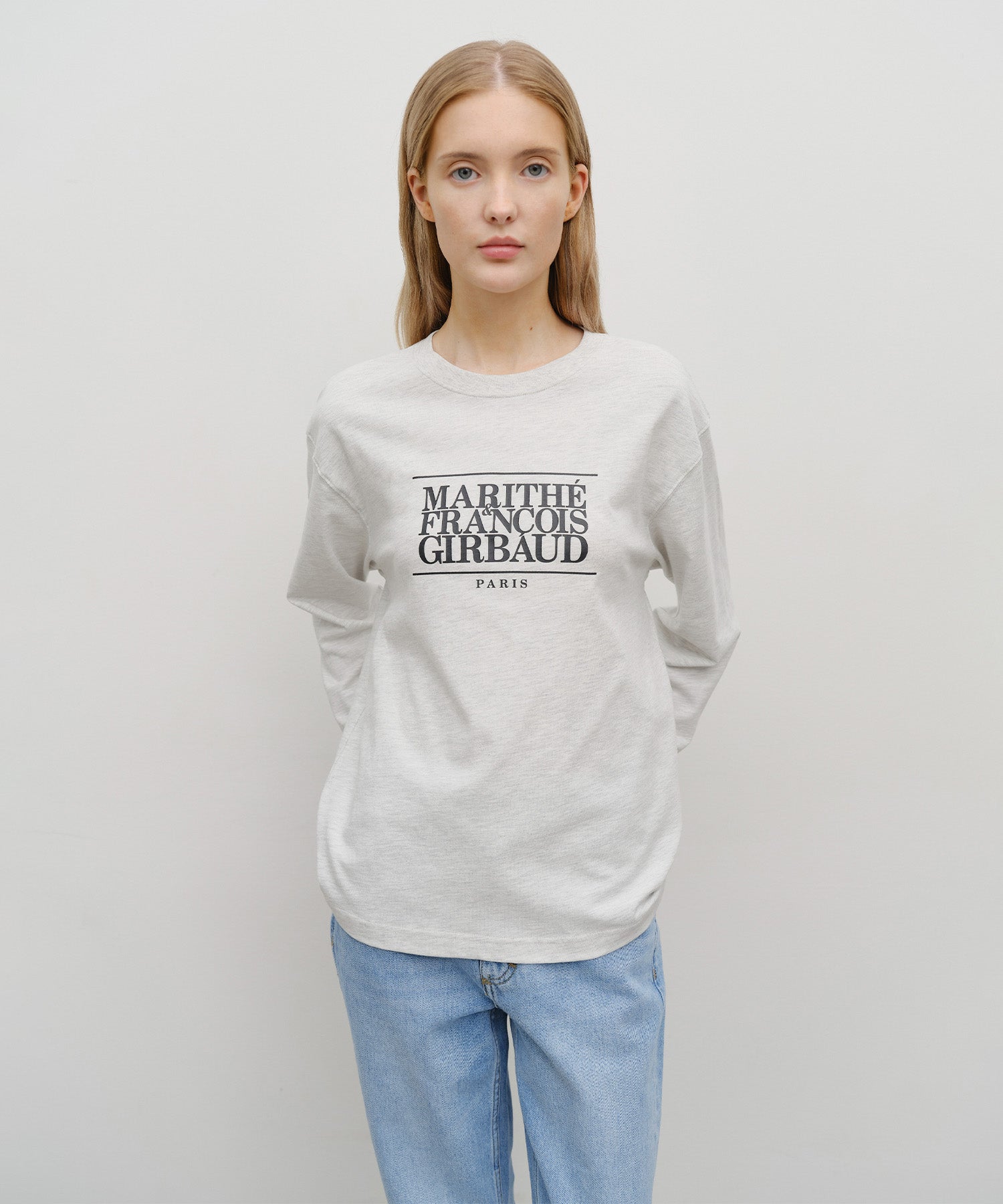 Marithe & Francois Girbaud - Classic Logo Long Sleeve (Light Heather Gray) product image 1 | TRAB K-Fashion Australia