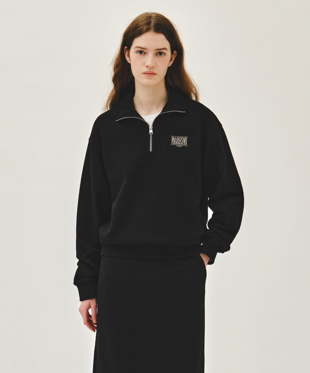 Marithe & Francois Girbaud - Small Classic Logo Half Zipup Sweatshirt (Black) product image 1 | TRAB K-Fashion Australia
