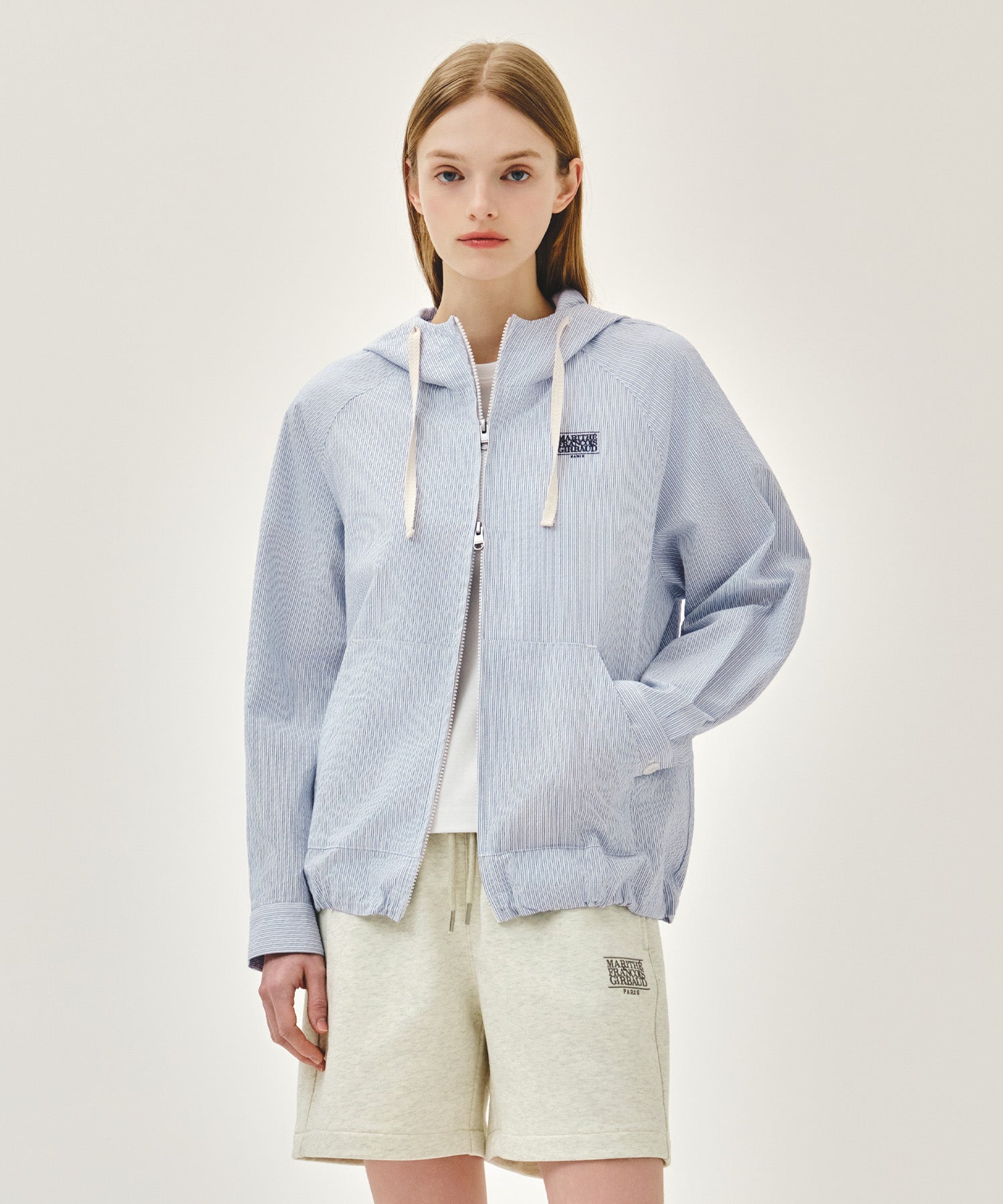 Marithe & Francois Girbaud - Classic Logo Hooded Pattern Jacket (Stripe) product image 4 | TRAB K-Fashion Australia