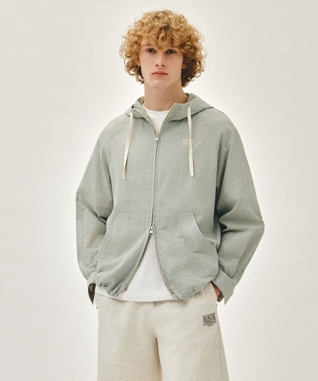Marithe & Francois Girbaud - Classic Logo Hooded Pattern Jacket (Check) product image 1 | TRAB K-Fashion Australia