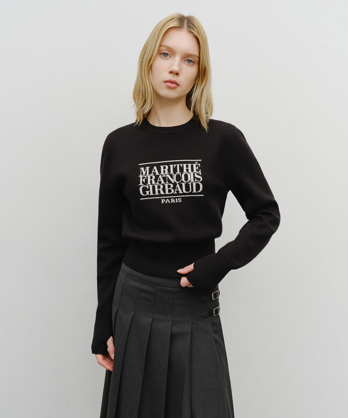 Marithe & Francois Girbaud - Classic Logo Crop Knit (Black) product image 1 | TRAB K-Fashion Australia