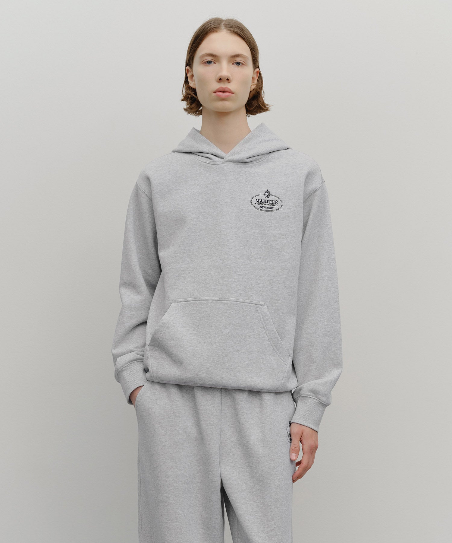 Marithe & Francois Girbaud - Crown Crest Symbol Hoodie (brushed) (Heather Gray) product image 1 | TRAB K-Fashion Australia