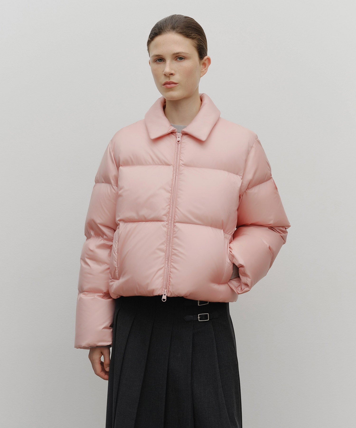Marithe & Francois Girbaud - Collar Crop Down Jacket (Pink) product image 1 | TRAB K-Fashion Australia