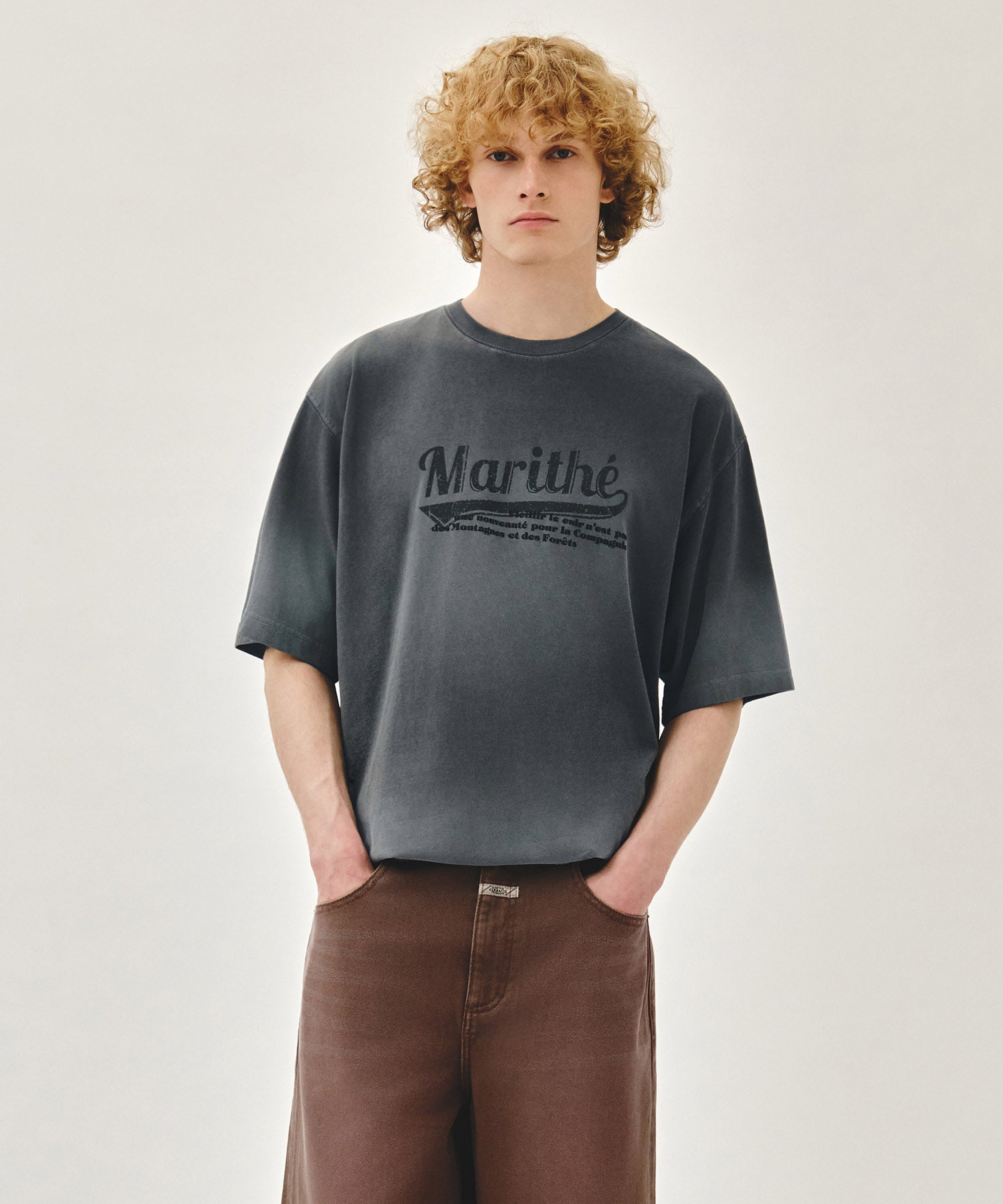 Marithe & Francois Girbaud - Gradation Dyeing Oversized Tee (Charcoal) product image 1 | TRAB K-Fashion Australia