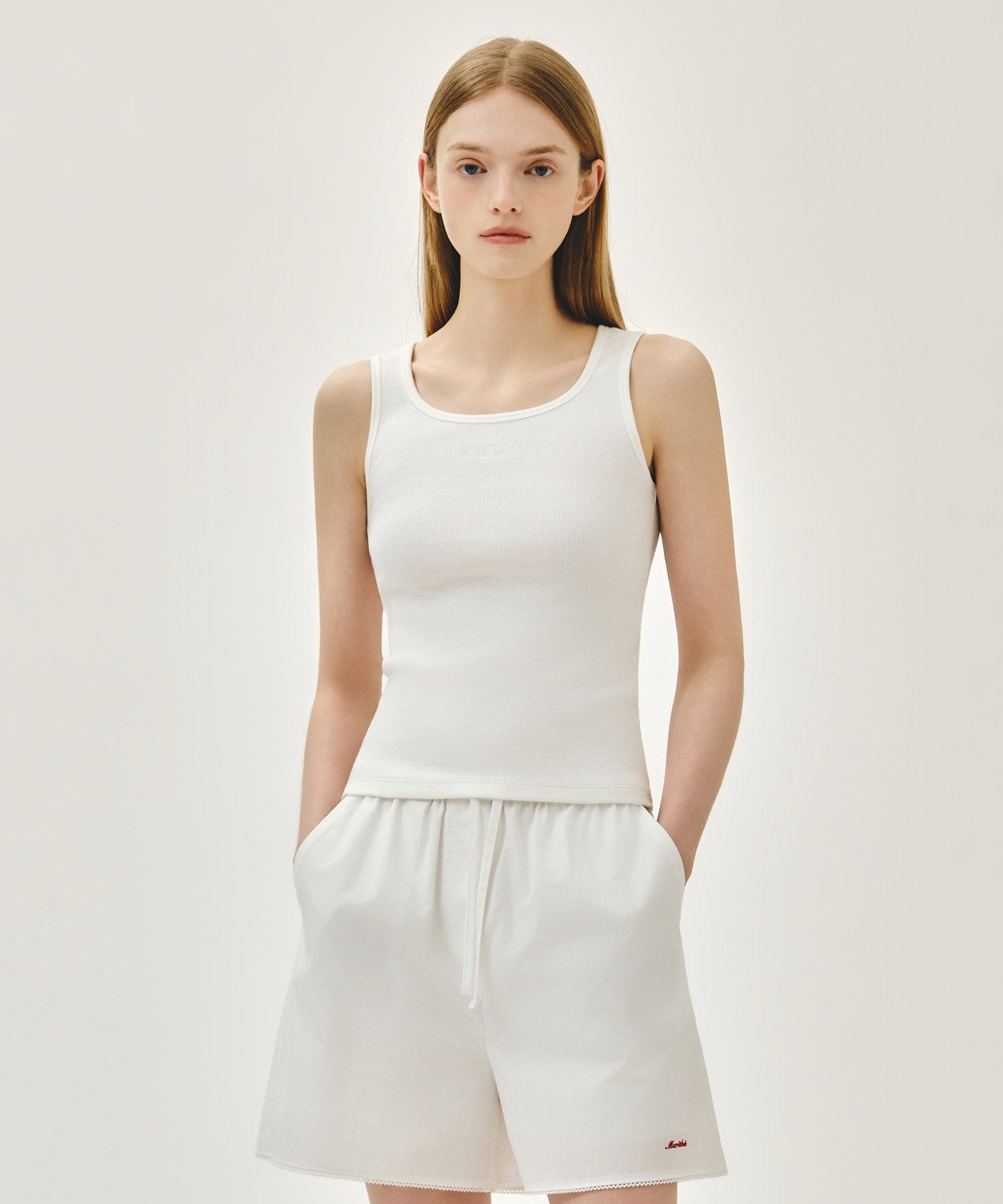 Marithe & Francois Girbaud - Regular Logo Sleeveless (White) product image 1 | TRAB K-Fashion Australia
