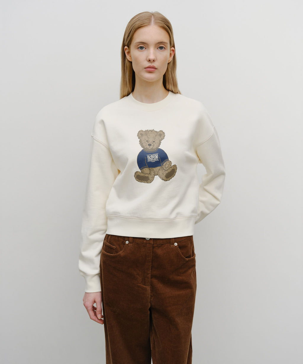 Marithe & Francois Girbaud - Doodle Bear Crop Sweatshirt (Ivory) product image 1 | TRAB K-Fashion Australia