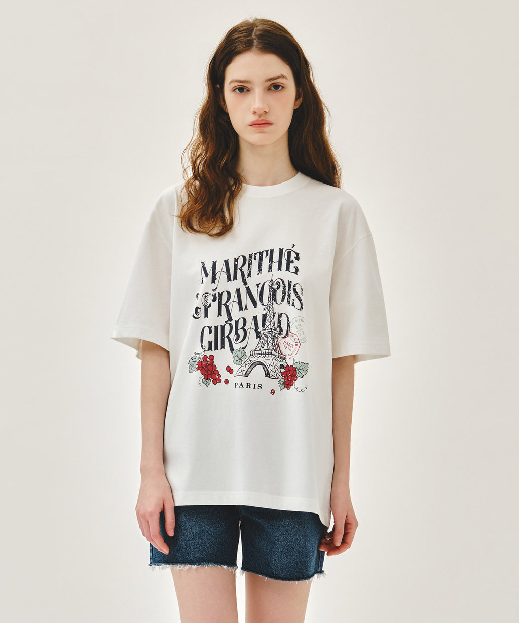 Marithe & Francois Girbaud - Vintage Eiffel Tower Logo Oversized Tee (White) product image 1 | TRAB K-Fashion Australia