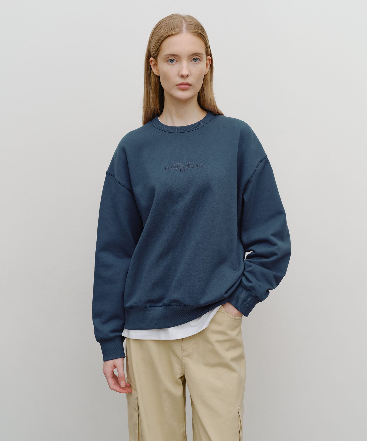 Marithe & Francois Girbaud - Lettering Logo Over Fit Sweatshirt (Blue) product image 1 | TRAB K-Fashion Australia