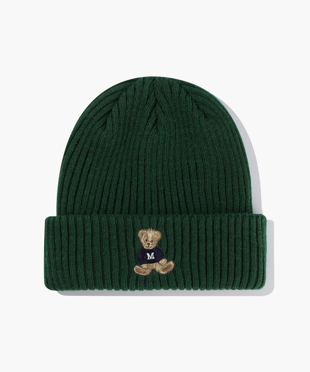 Marithe & Francois Girbaud - Doodle Bear Beanie (Dark Green) product image 1 | TRAB K-Fashion Australia