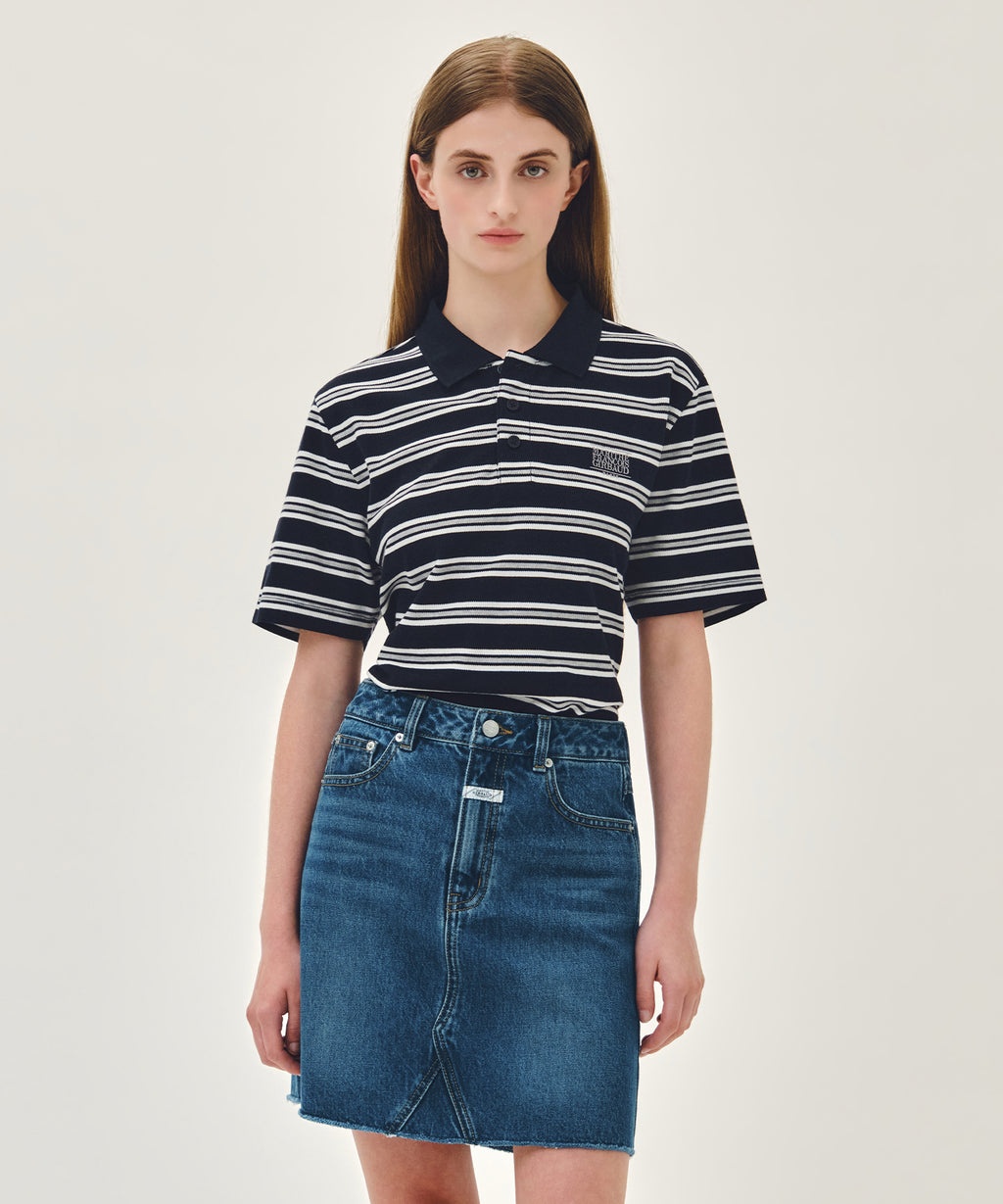 Marithe & Francois Girbaud - Small Classic Logo Pk Collar Tee (Dark Navy) product image 1 | TRAB K-Fashion Australia