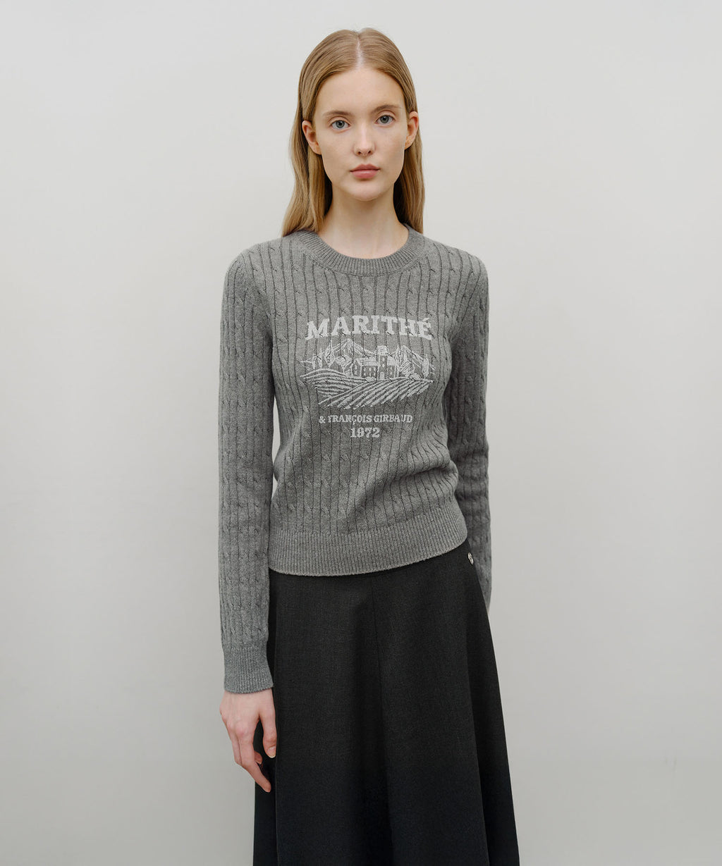Marithe & Francois Girbaud - Vineyard Cable Knit Pullover (Melange Gray) product image 1 | TRAB K-Fashion Australia