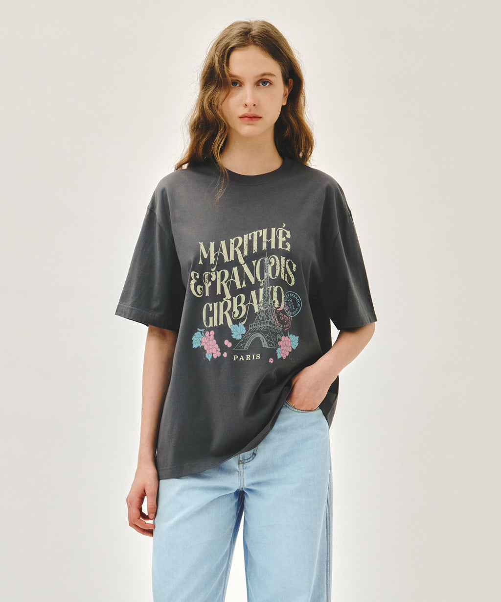 Marithe & Francois Girbaud - Vintage Eiffel Tower Logo Oversized Tee (Charcoal) product image 1 | TRAB K-Fashion Australia