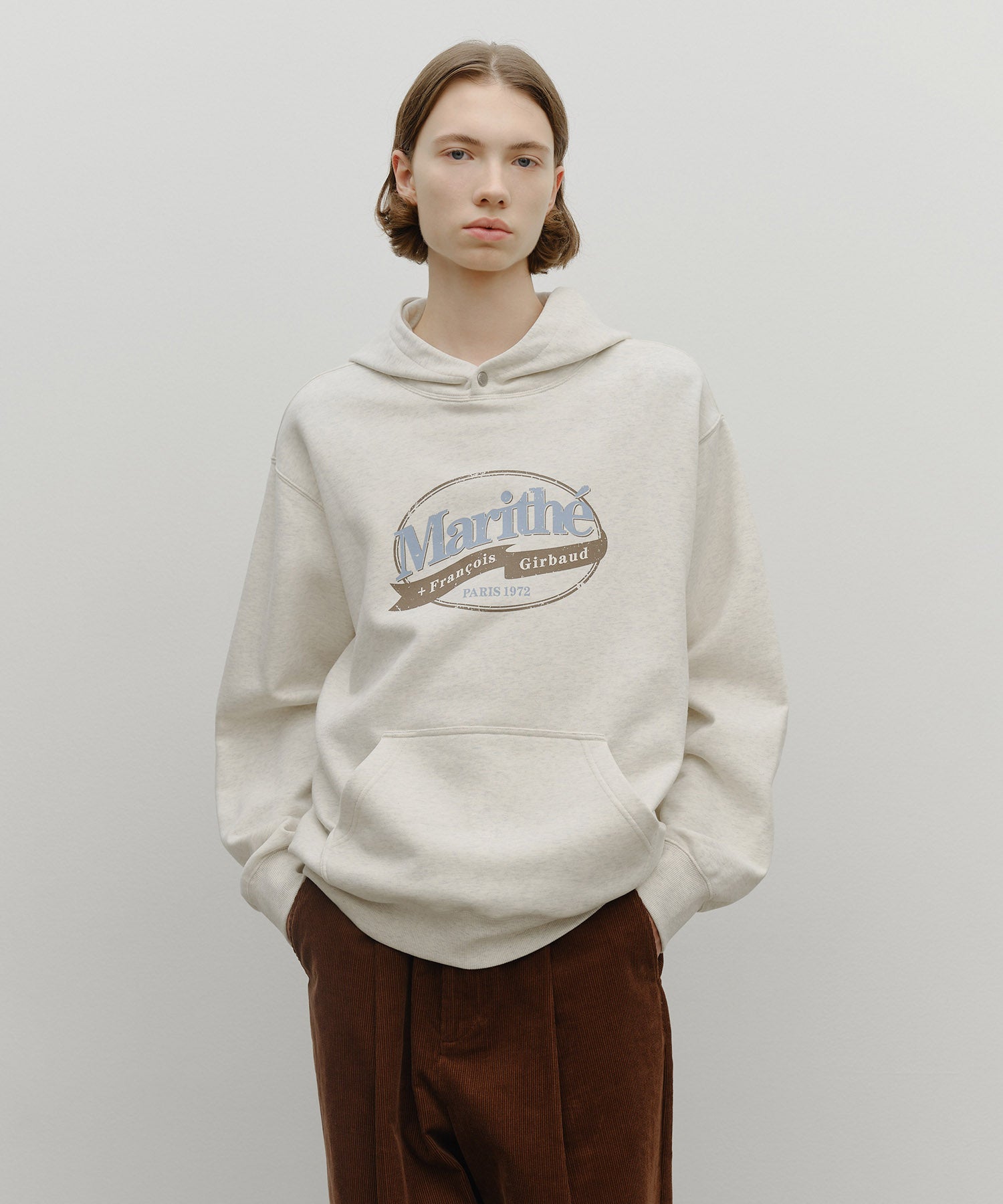 Marithe & Francois Girbaud - Vintage Stamp Graphic Hoodie (brushed) (Oatmeal) product image 1 | TRAB K-Fashion Australia