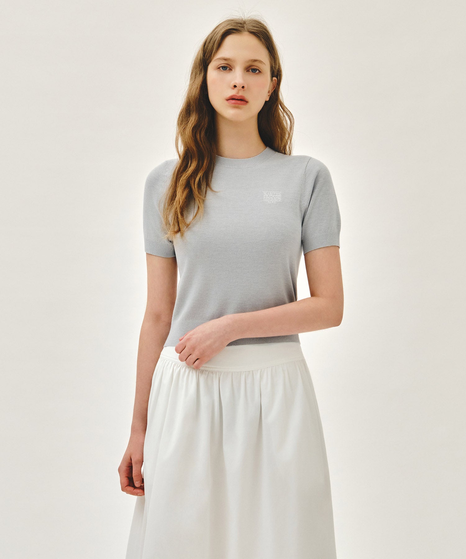 Marithe & Francois Girbaud - Small Classic Logo Half Knit Pullover (Heather Gray) product image 1 | TRAB K-Fashion Australia