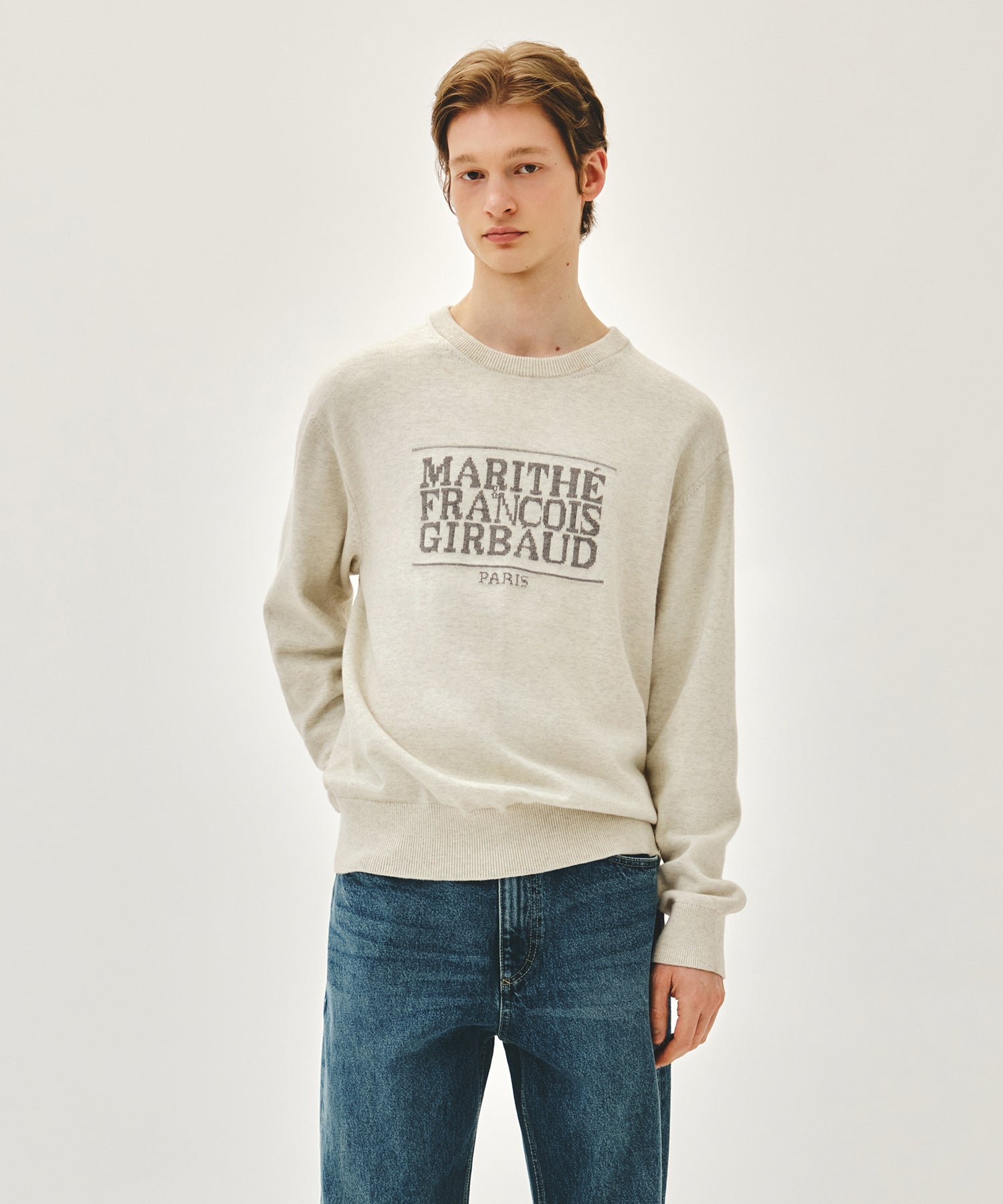 Marithe & Francois Girbaud - Classic Logo Knit Pullover (Ivory) product image 1 | TRAB K-Fashion Australia