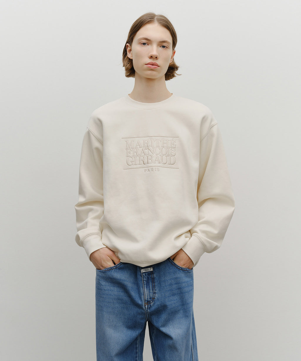 Marithe & Francois Girbaud - Classic Logo Embroidery Sweatshirt (brushed) (Cream) product image 1 | TRAB K-Fashion Australia