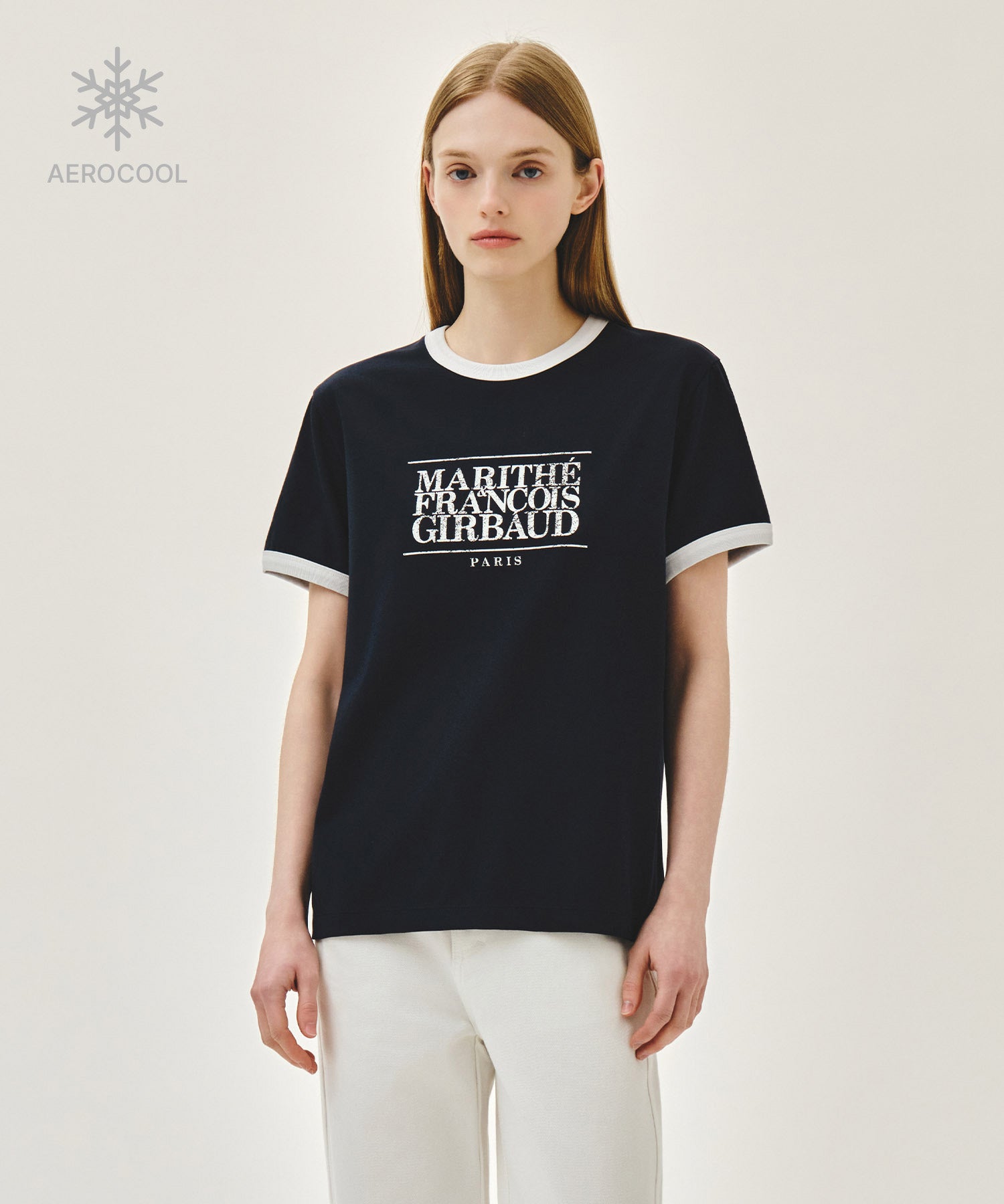 Marithe & Francois Girbaud - Aerocool Crack Classic Logo Ringer Tee (Navy) product image 1 | TRAB K-Fashion Australia