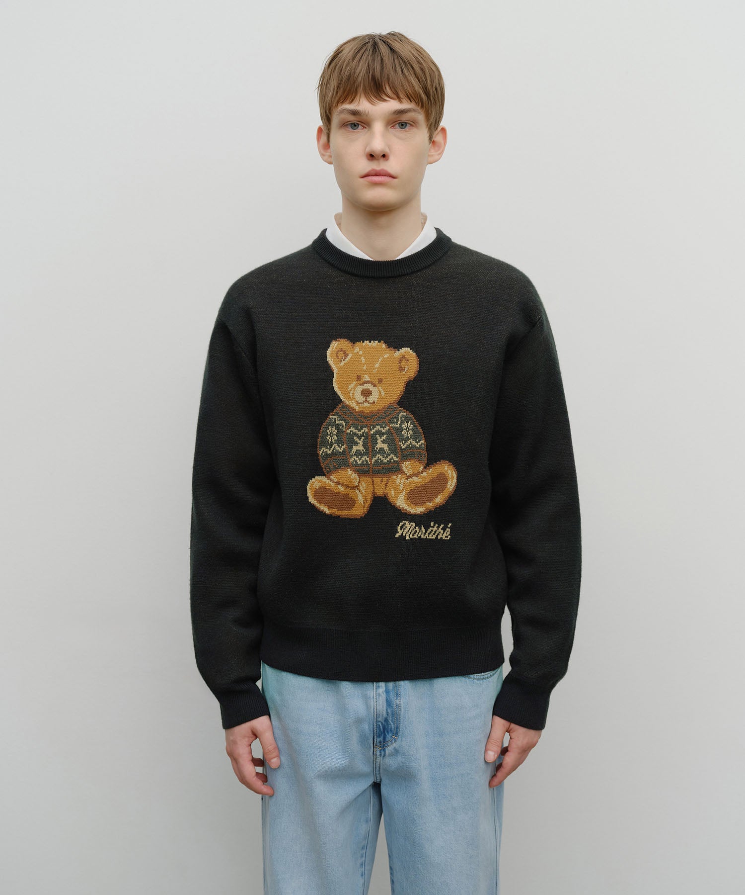 Marithe & Francois Girbaud - Doodle Bear Knit Pullover (Navy) product image 1 | TRAB K-Fashion Australia