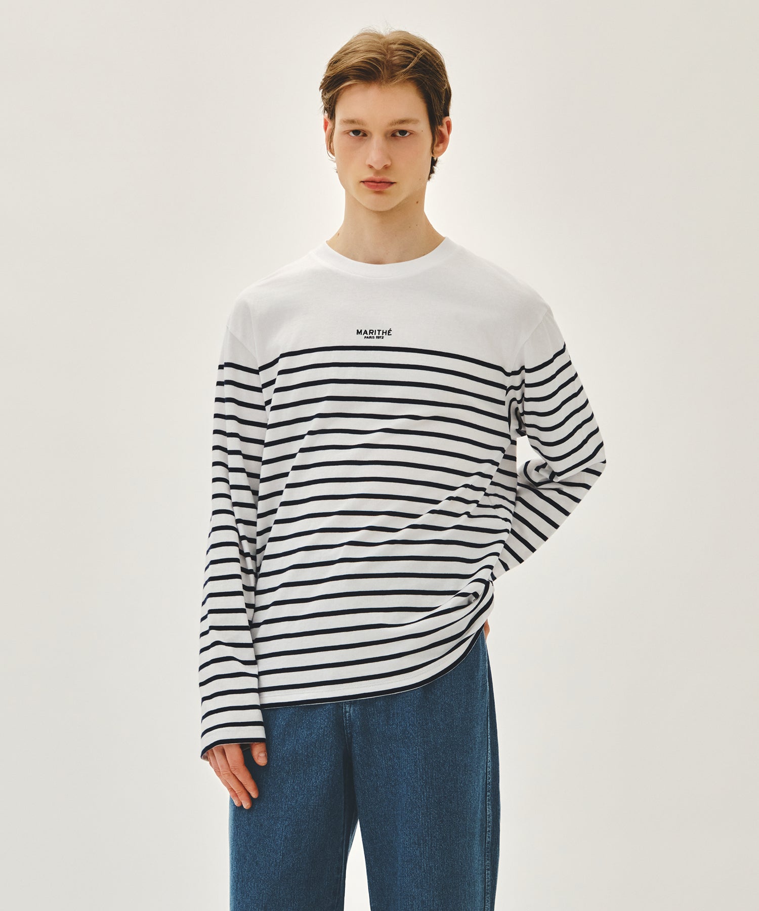 Marithe & Francois Girbaud - Block Stripe Long Sleeve Tee (Navy) product image 4 | TRAB K-Fashion Australia