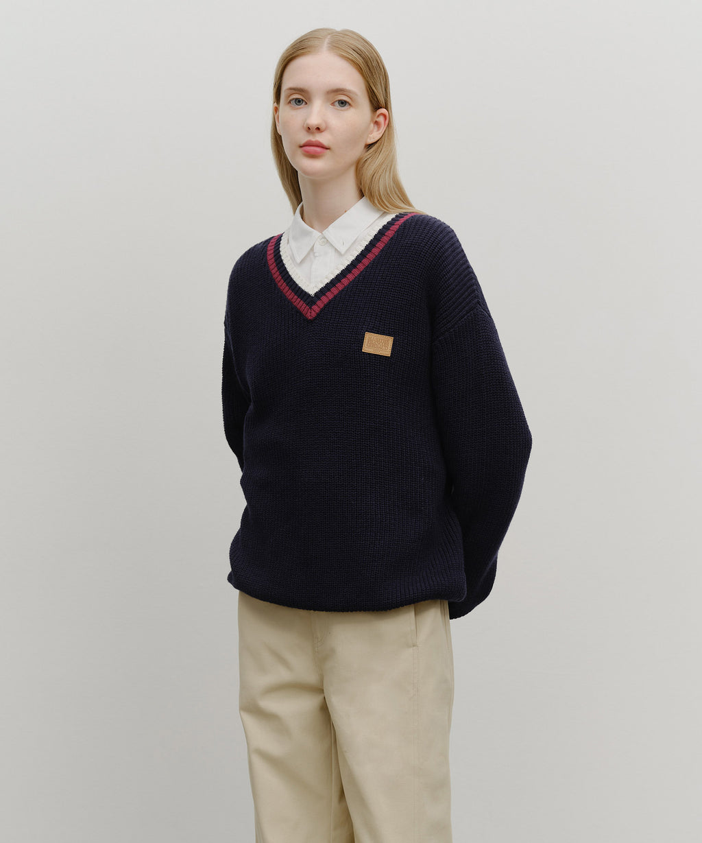 Marithe & Francois Girbaud - V Neck Knit Pullover (Navy) product image 1 | TRAB K-Fashion Australia