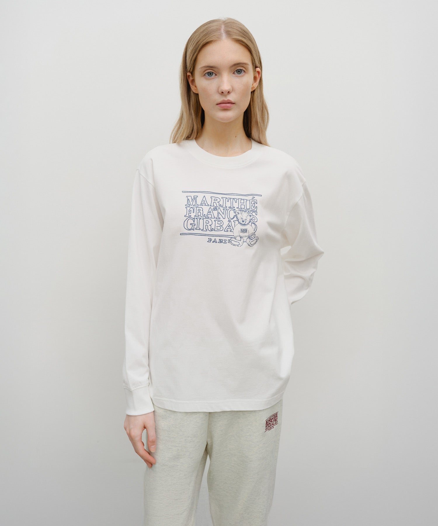 Marithe & Francois Girbaud - Mini Doodle Bear Long Sleeve (White) product image 1 | TRAB K-Fashion Australia