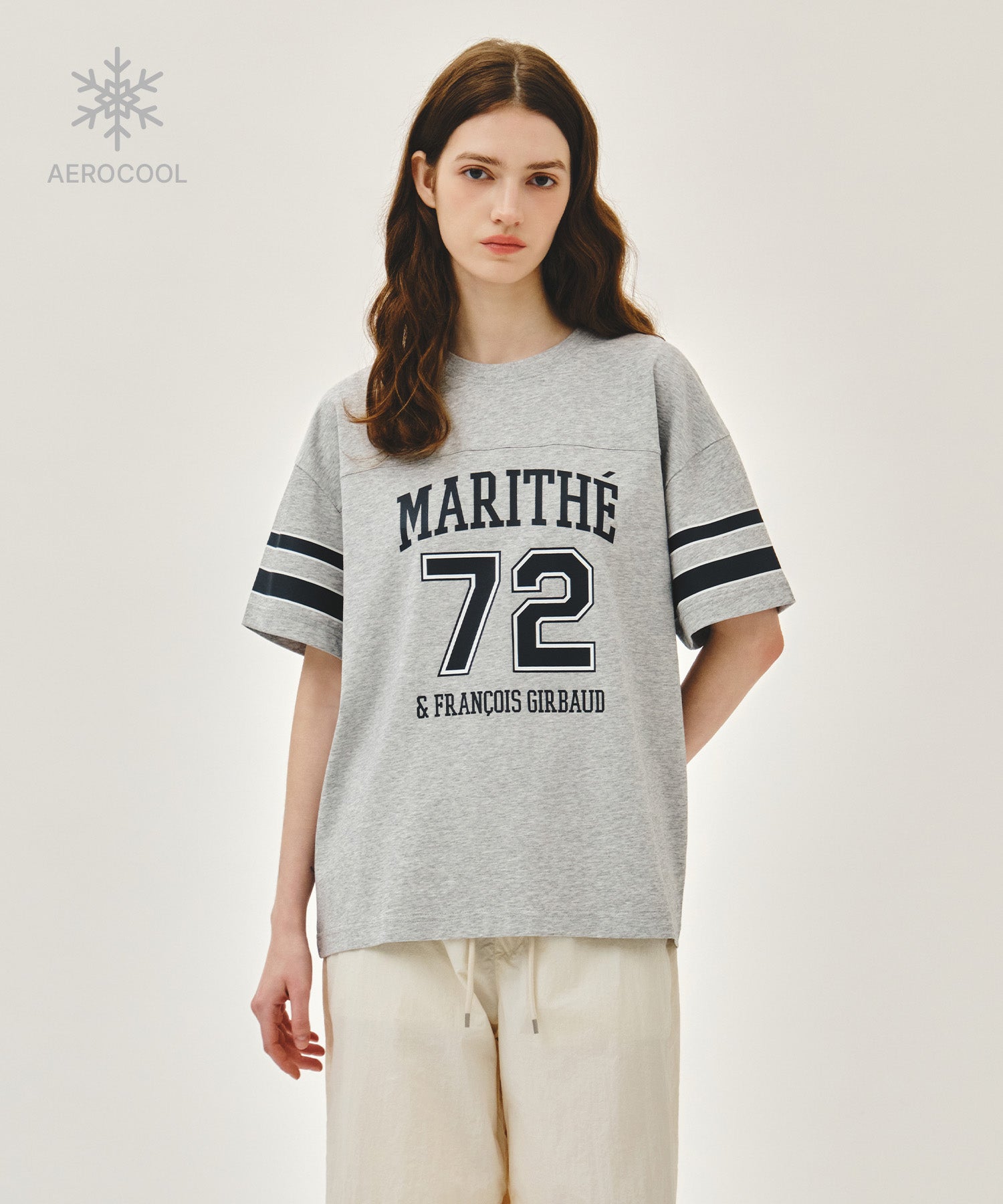 Marithe & Francois Girbaud - Aerocool Football Oversized Tee (Heather Gray) product image 1 | TRAB K-Fashion Australia