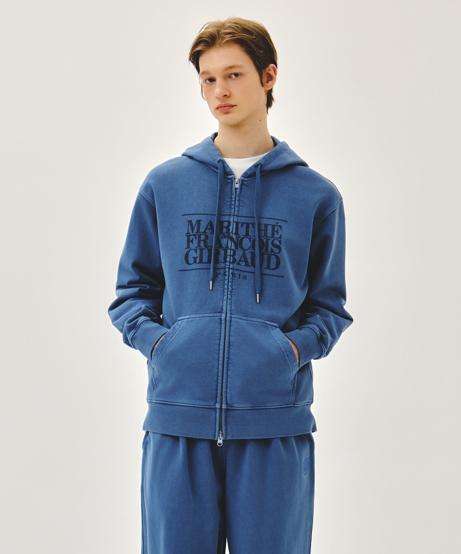 Marithe & Francois Girbaud - Classic Logo Dyeing Hoodie Zipup (Blue) product image 1 | TRAB K-Fashion Australia