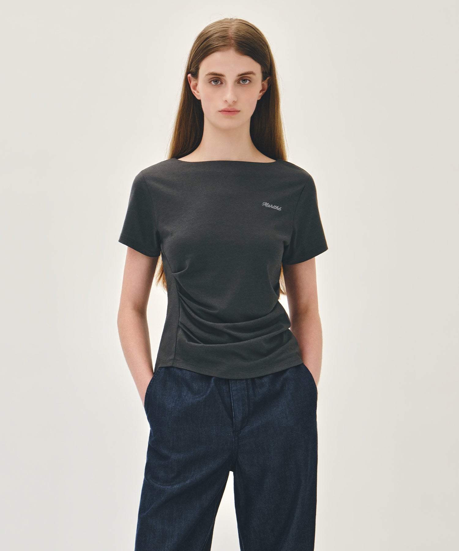 Marithe & Francois Girbaud - Waist Shirring Tee (Charcoal) product image 1 | TRAB K-Fashion Australia