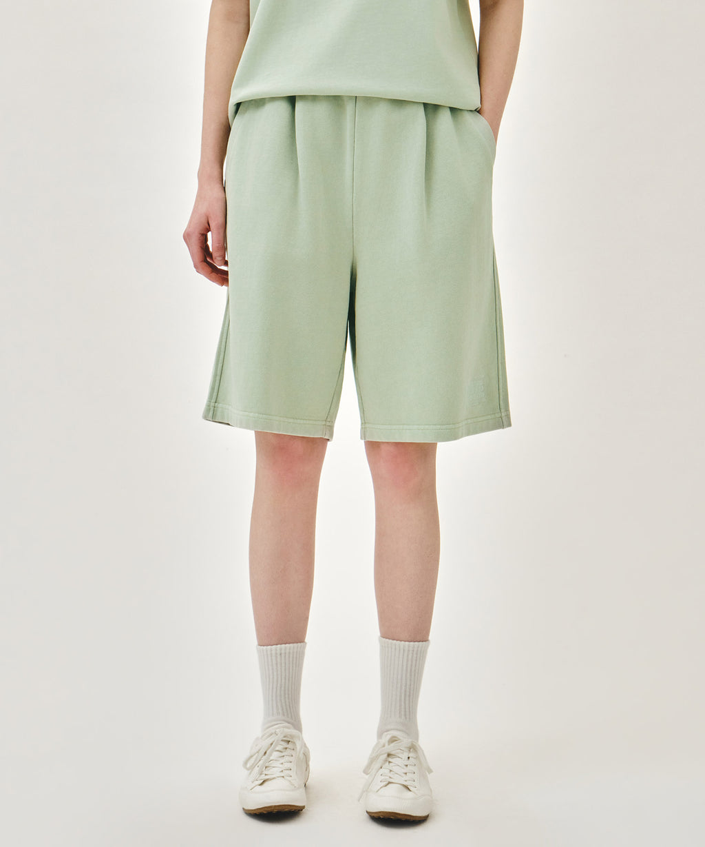 Marithe & Francois Girbaud - Outline Classic Logo Dyeing Bermuda Sweat Shorts (Mint) product image 1 | TRAB K-Fashion Australia
