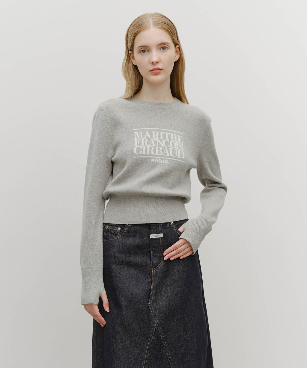 Marithe & Francois Girbaud - Classic Logo Crop Knit (Melange Gray) product image 1 | TRAB K-Fashion Australia