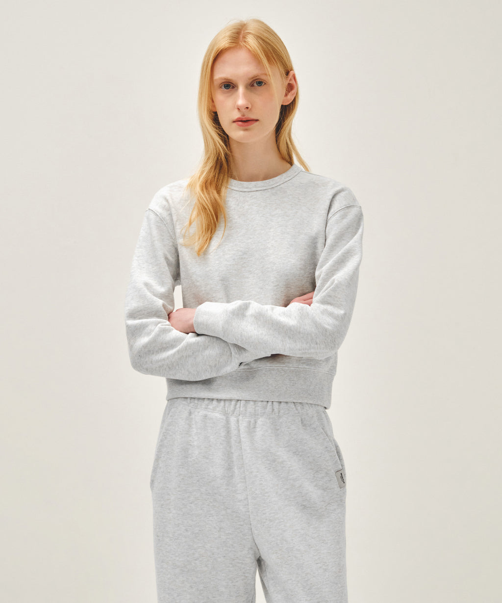 Marithe & Francois Girbaud - Basic Crop Sweatshirt (Light Heather Gray) product image 1 | TRAB K-Fashion Australia