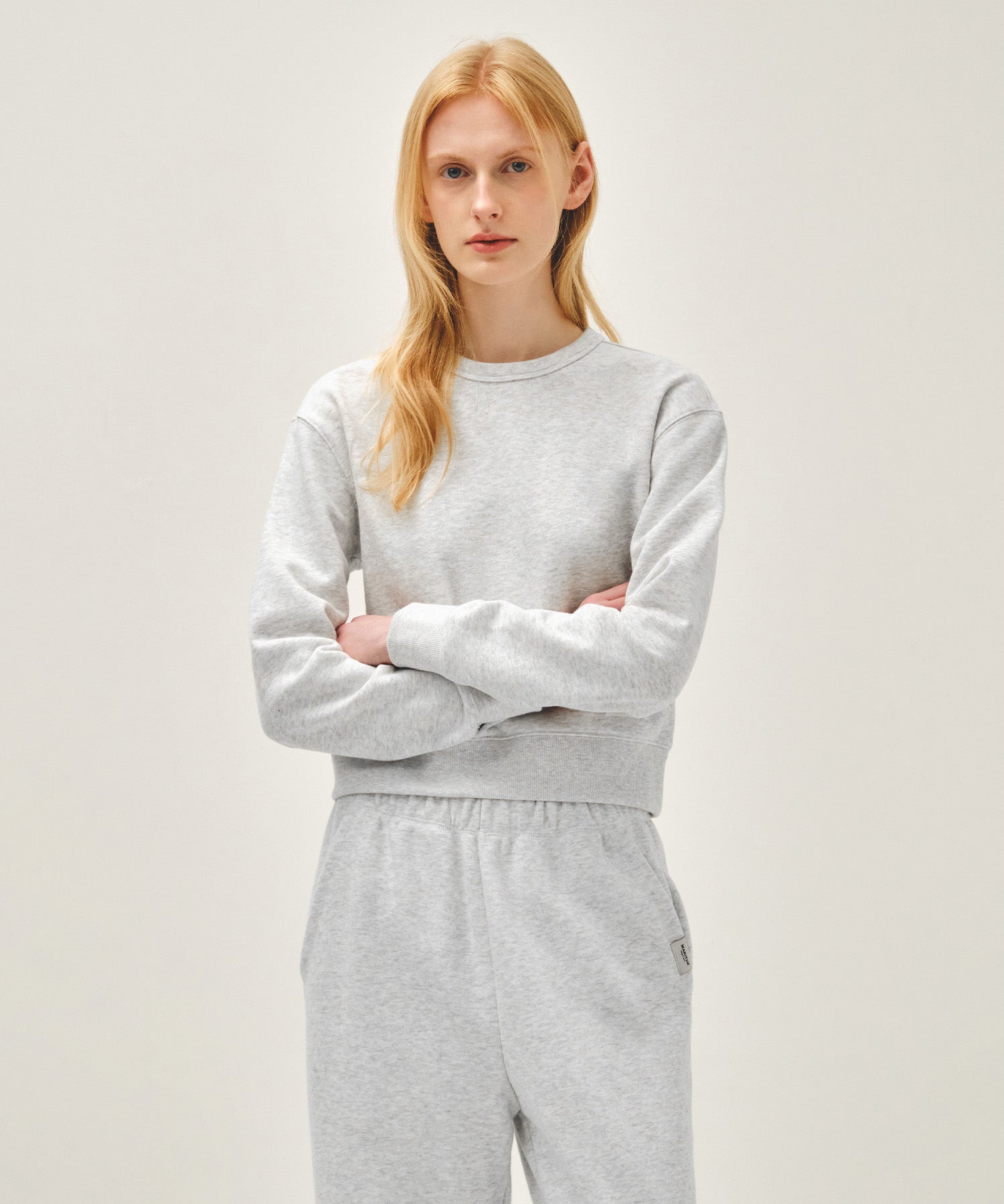 Marithe & Francois Girbaud - Basic Crop Sweatshirt (Light Heather Gray) product image 1 | TRAB K-Fashion Australia