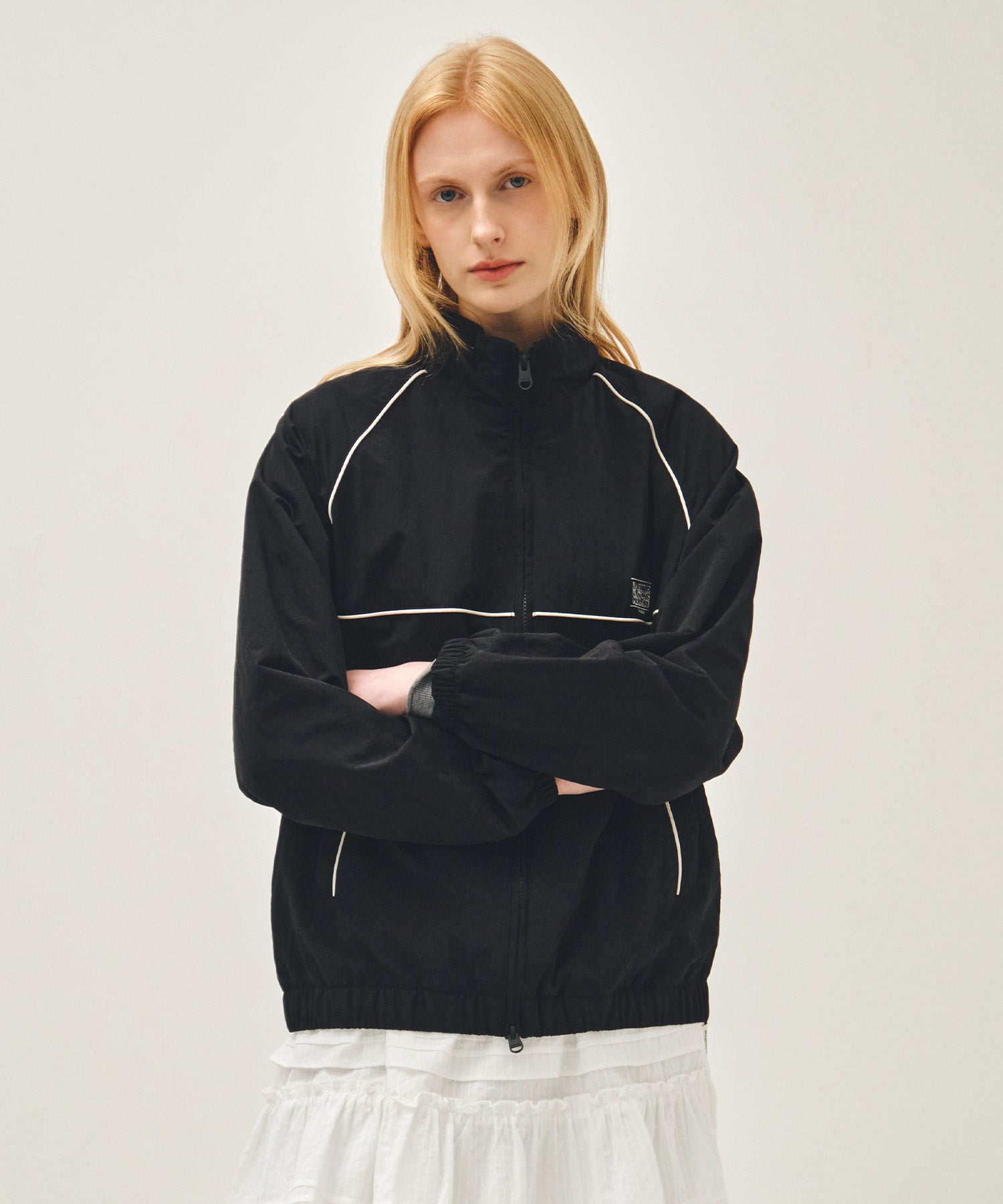 Marithe & Francois Girbaud - Classic Logo High Neck Wind Jacket (Black) product image 1 | TRAB K-Fashion Australia
