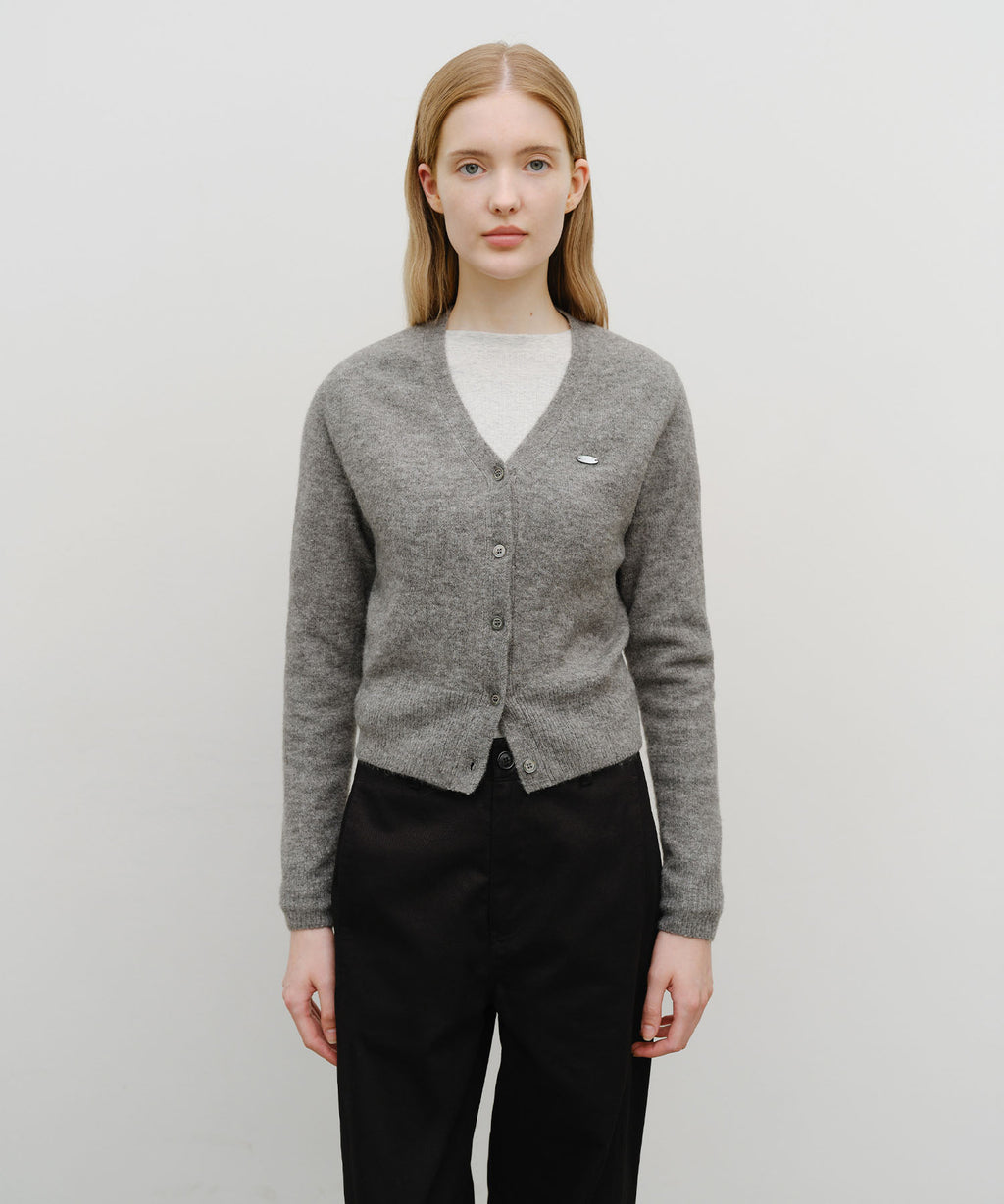 Marithe & Francois Girbaud - V-neck Crop Cardigan (Heather Gray) product image 1 | TRAB K-Fashion Australia
