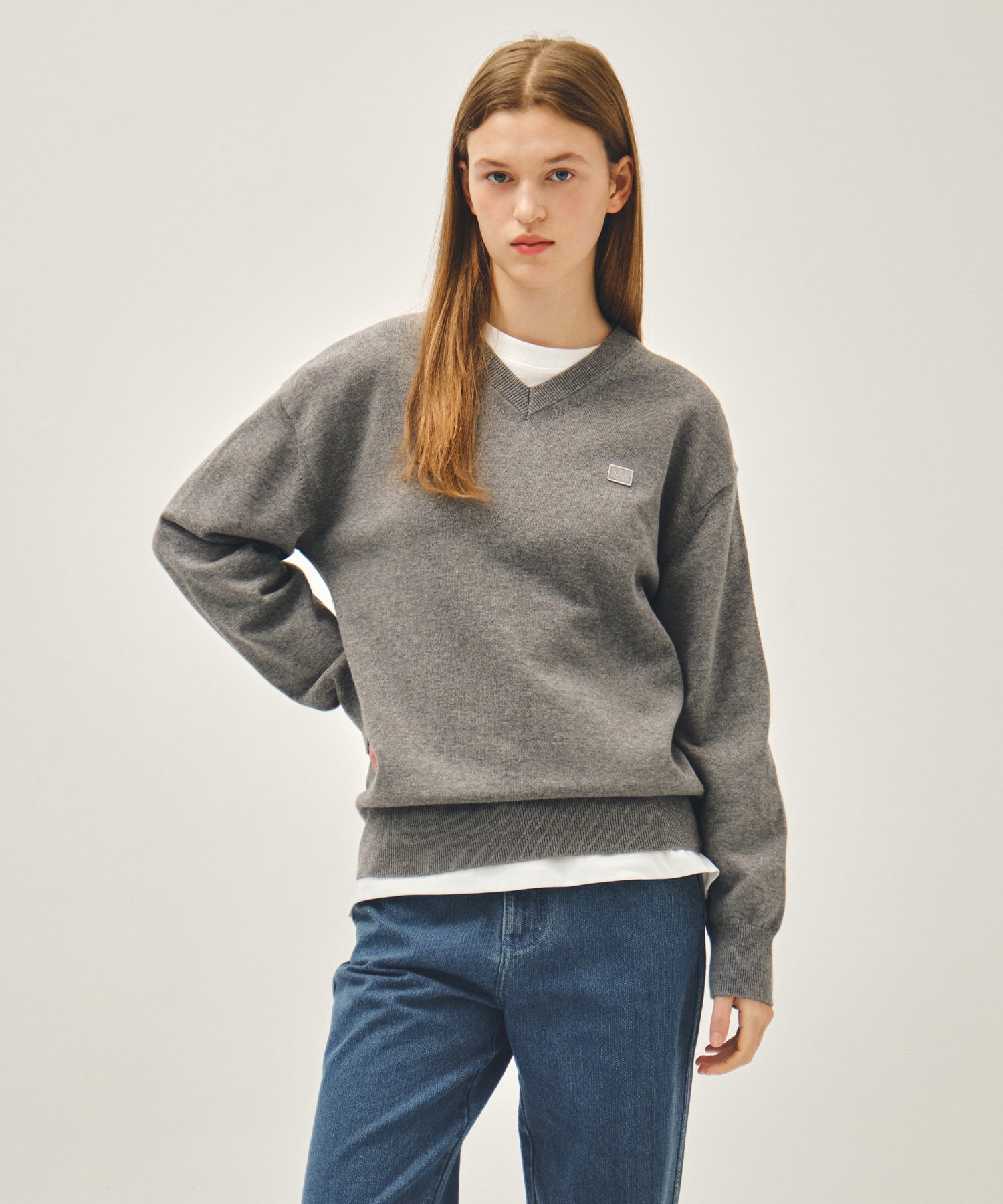 Marithe & Francois Girbaud - V-neck Knit Pullover (Heather Gray) product image 5 | TRAB K-Fashion Australia